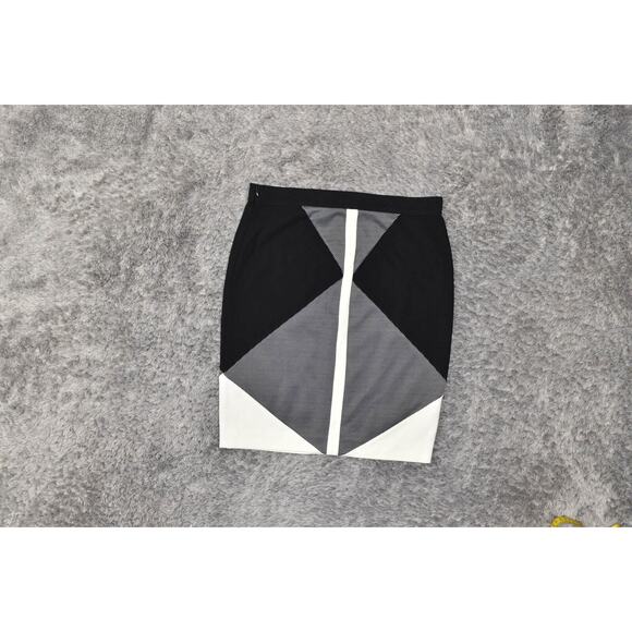 NEW Ann Taylor Black Nylon Straight Skirt Size 4 Geometric Zip - Picture 3 of 7